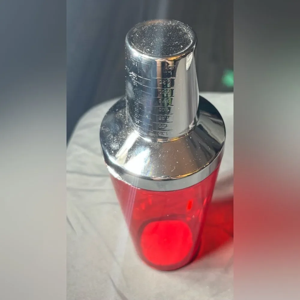 New Red Cocktail Shaker with Silver Lid - Home Kitchen Bar Mixer